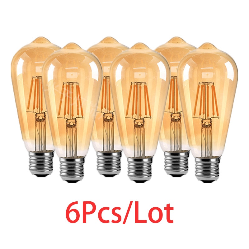 LED ST64  2W 4W 6W 8W Ƽ  ʶƮ ,    E27 ߰  220V 2700K  Ʈ  6 /